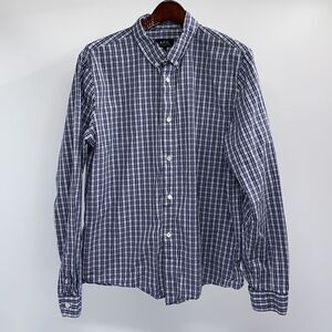 A.P.C. Button Up Shirt Men’s Size XL Blue Plaid Long Sleeve